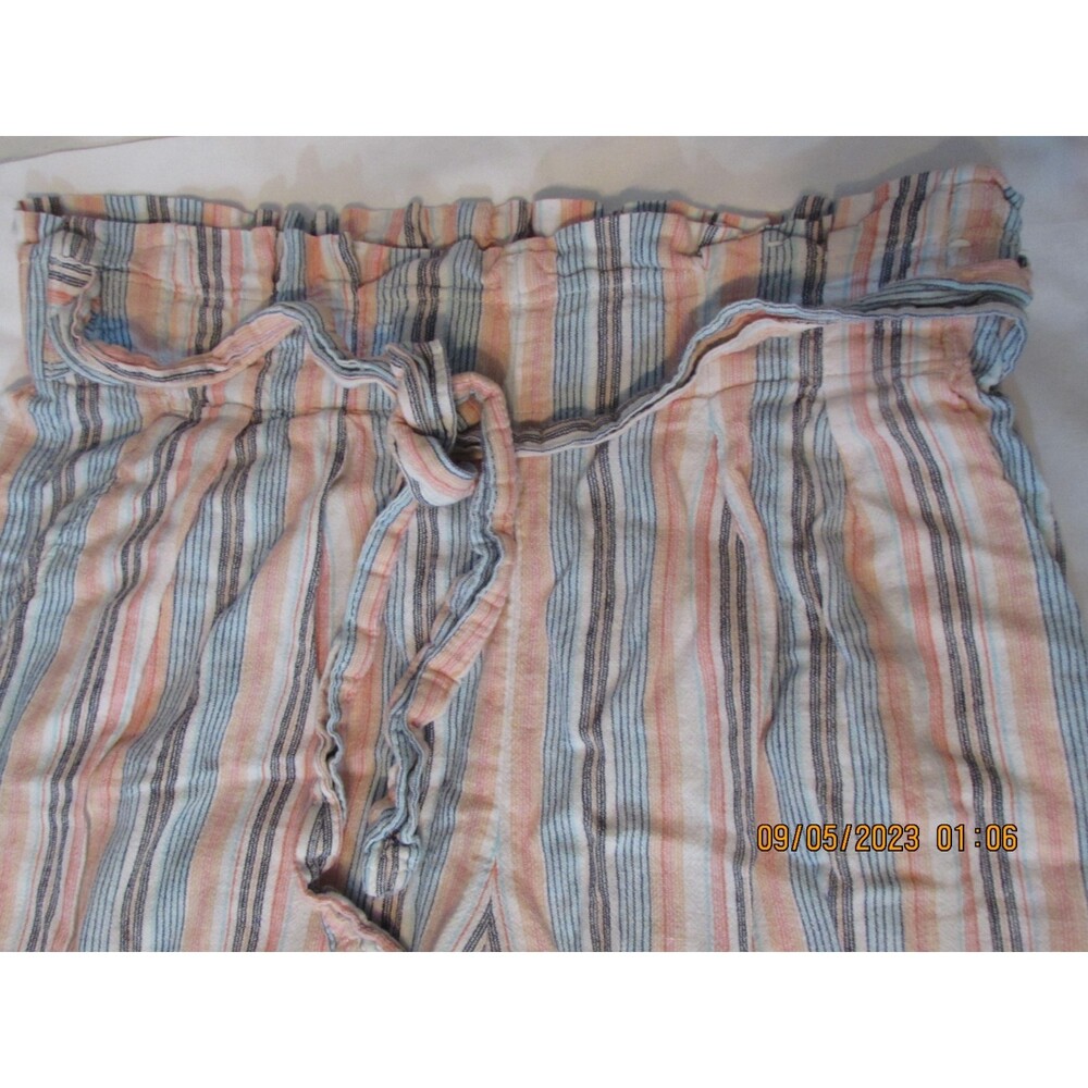 ZAC & RACHEL WOMEN'S CAPRI PANTS SIZE M LINEN BLEND PAPER BAG WAIST TIE